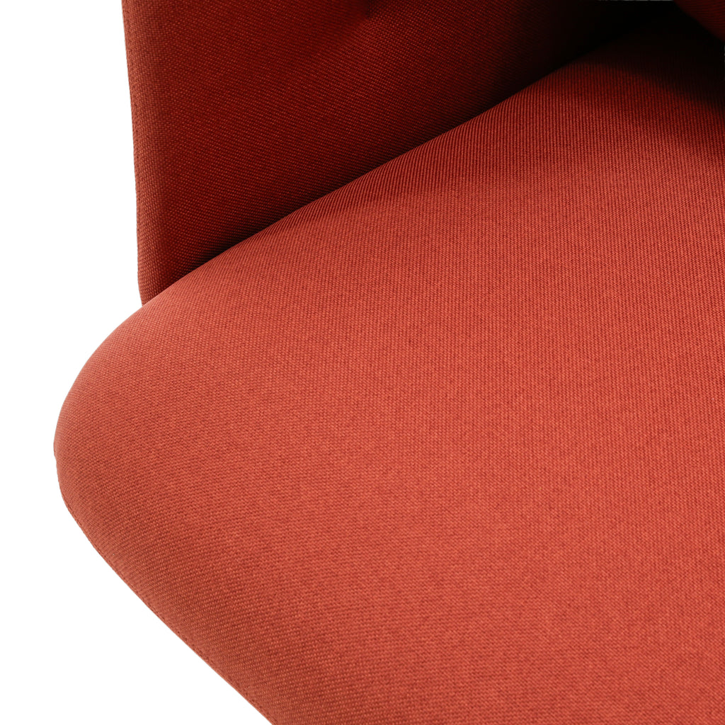 Terracotta Fabric High-Back Armchair with Button Tufting