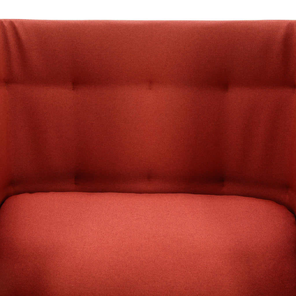 Terracotta Fabric High-Back Armchair with Button Tufting