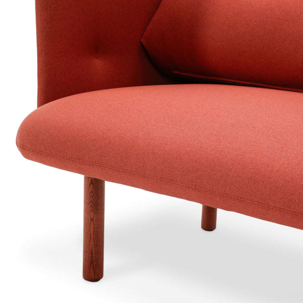 Terracotta Fabric High-Back Armchair with Button Tufting