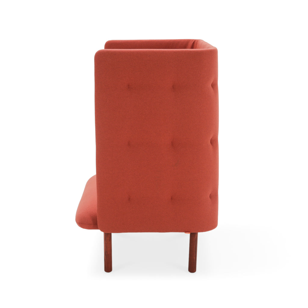 Terracotta Fabric High-Back Armchair with Button Tufting