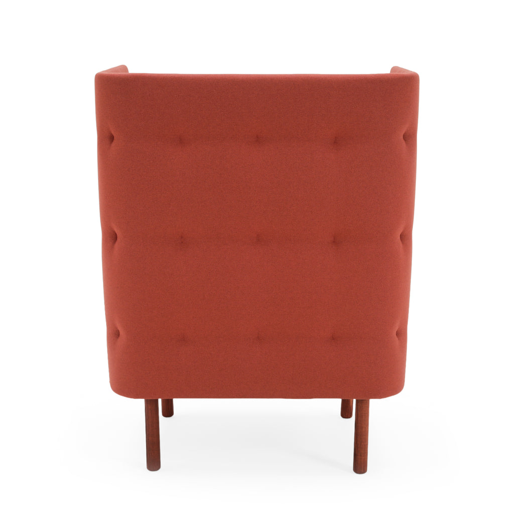 Terracotta Fabric High-Back Armchair with Button Tufting