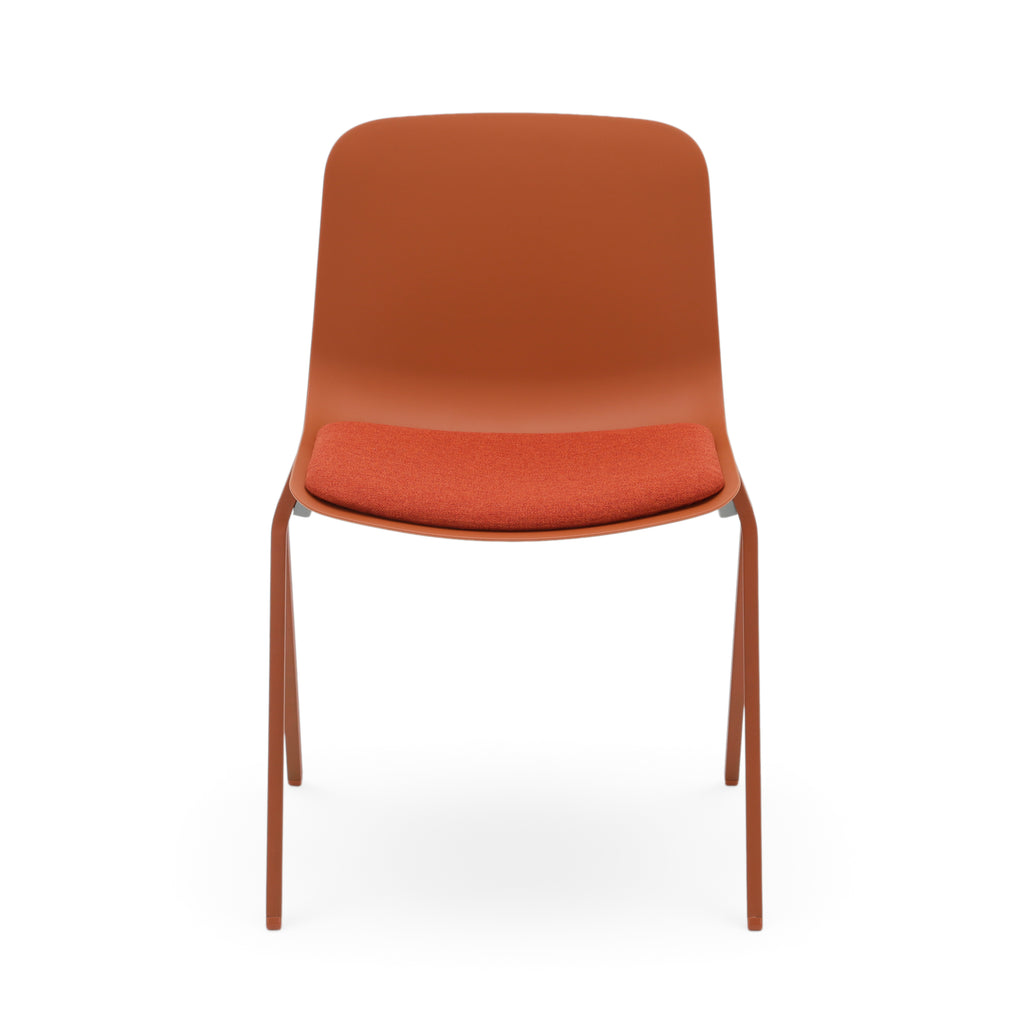 Terracotta Dining Chair with Orange Fabric Cushion
