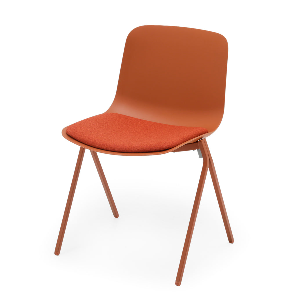 Terracotta Dining Chair with Orange Fabric Cushion