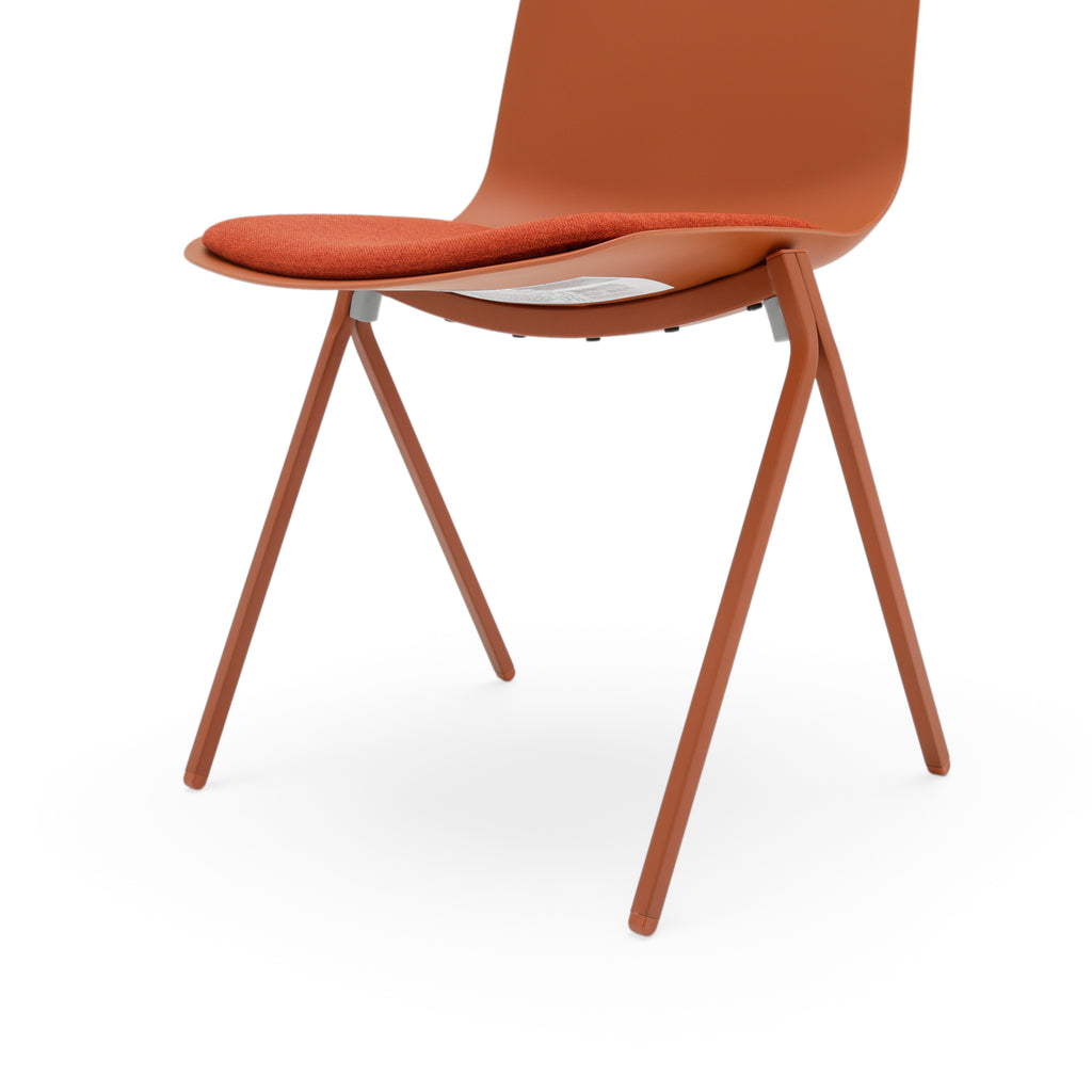 Terracotta Dining Chair with Orange Fabric Cushion