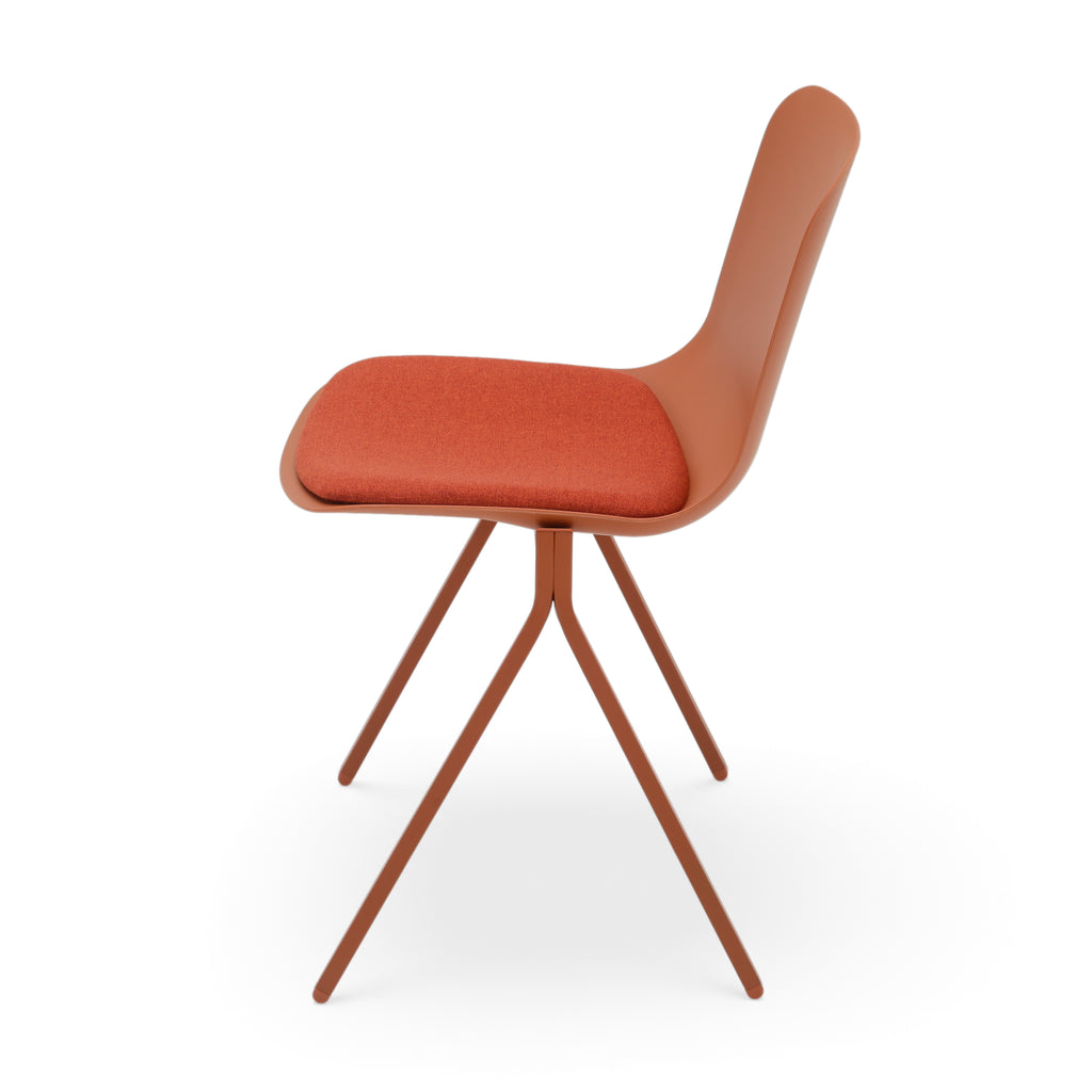 Terracotta Dining Chair with Orange Fabric Cushion
