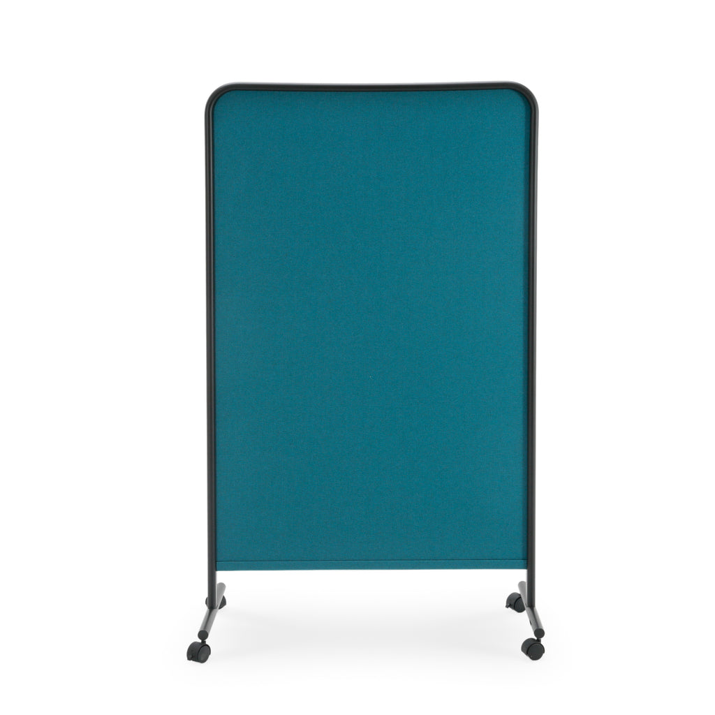 Teal Fabric and Black Metal Room Divider