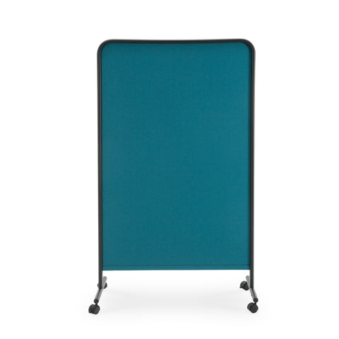 Teal Fabric and Black Metal Room Divider