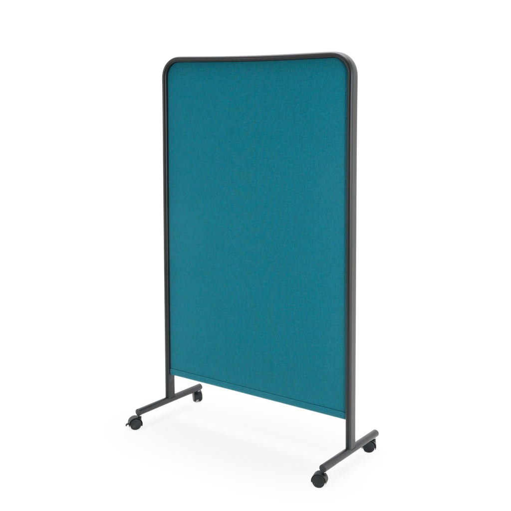 Teal Fabric and Black Metal Room Divider