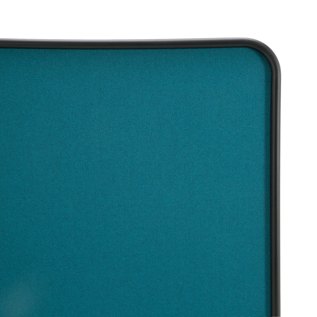 Teal Fabric and Black Metal Room Divider