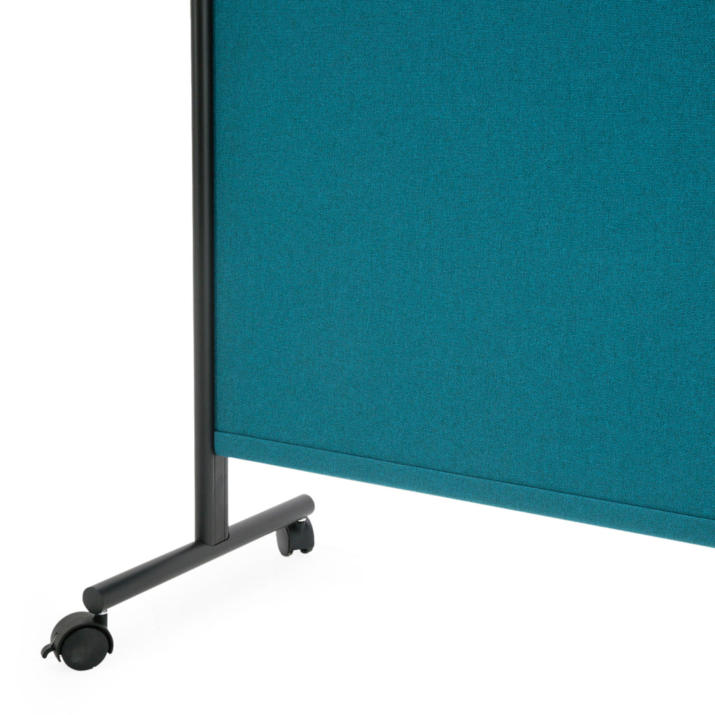Teal Fabric and Black Metal Room Divider