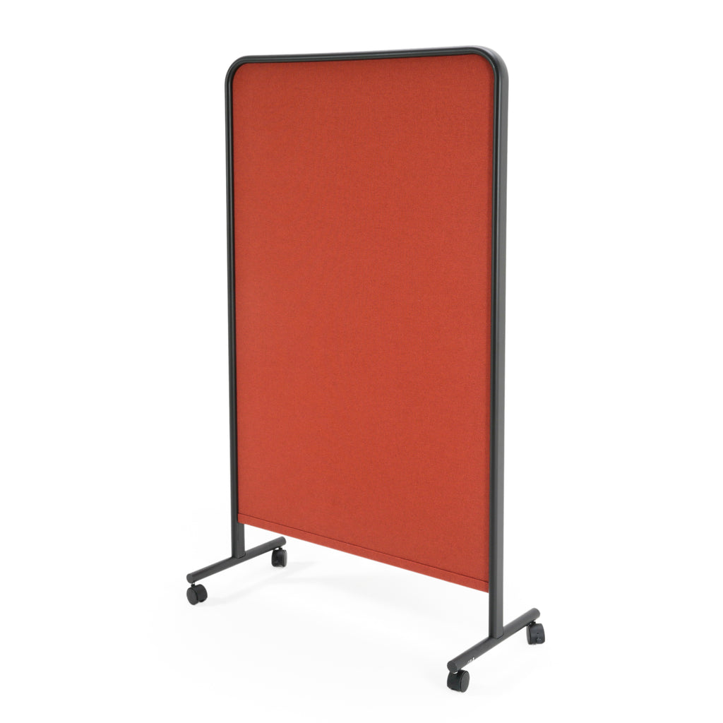 Mobile Burnt Orange Fabric and Black Metal Room Divider