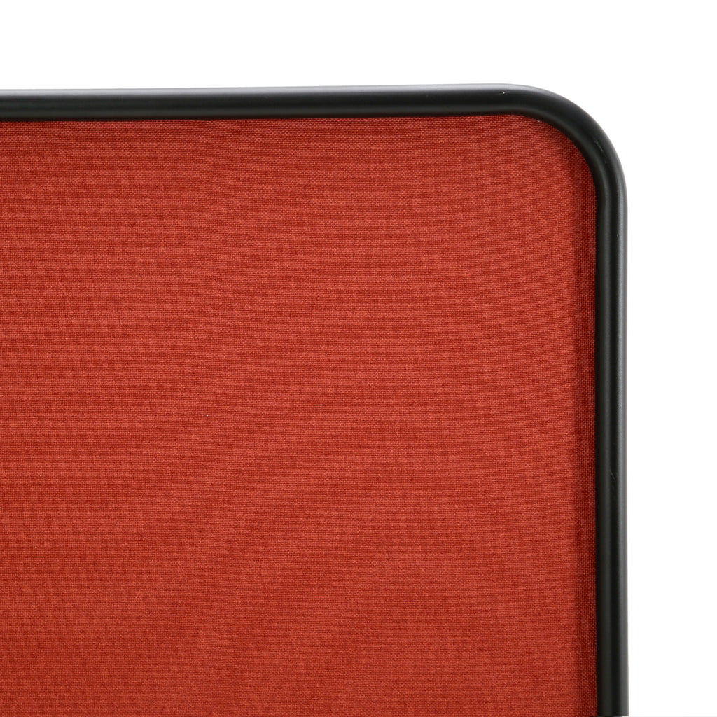 Mobile Burnt Orange Fabric and Black Metal Room Divider