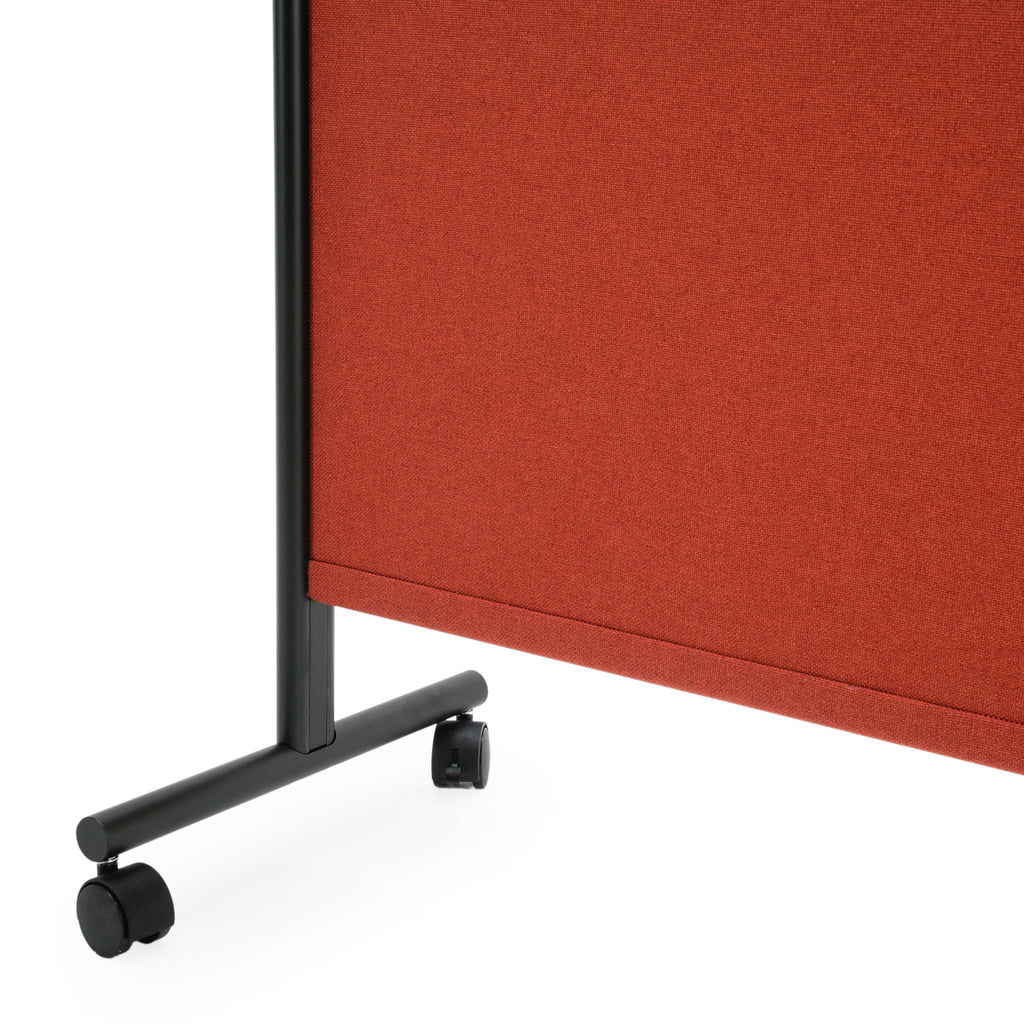 Mobile Burnt Orange Fabric and Black Metal Room Divider