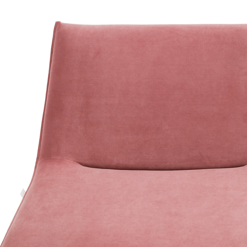 Rose Pink Velvet Slipper Chair with Gold Metal Legs