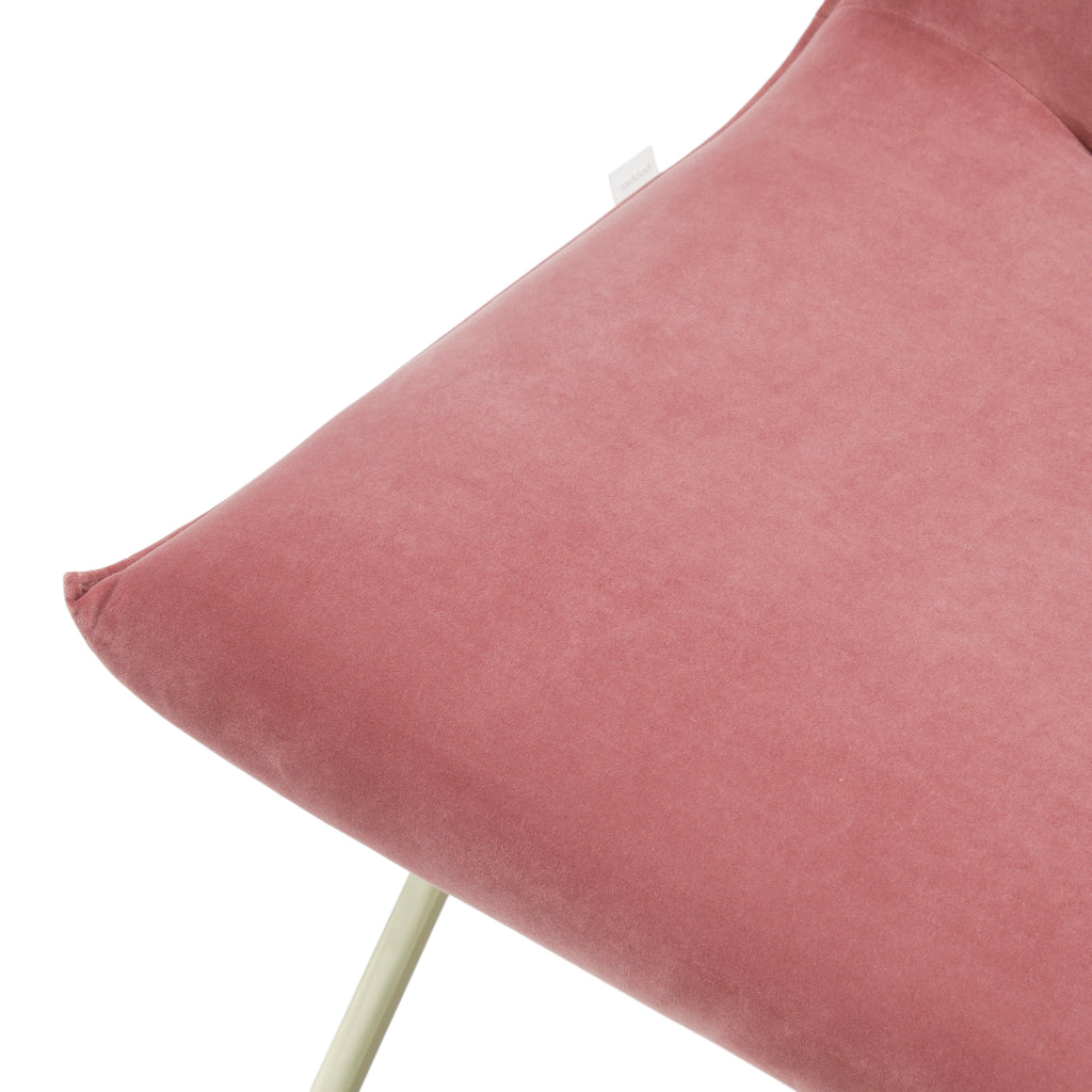 Rose Pink Velvet Slipper Chair with Gold Metal Legs