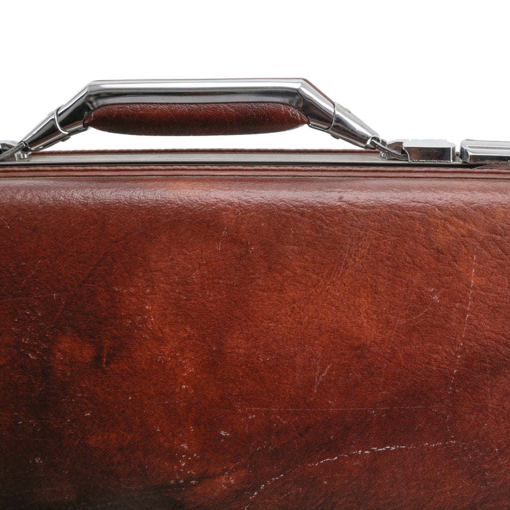 Brown Faux Leather & Chrome Vintage Briefcase