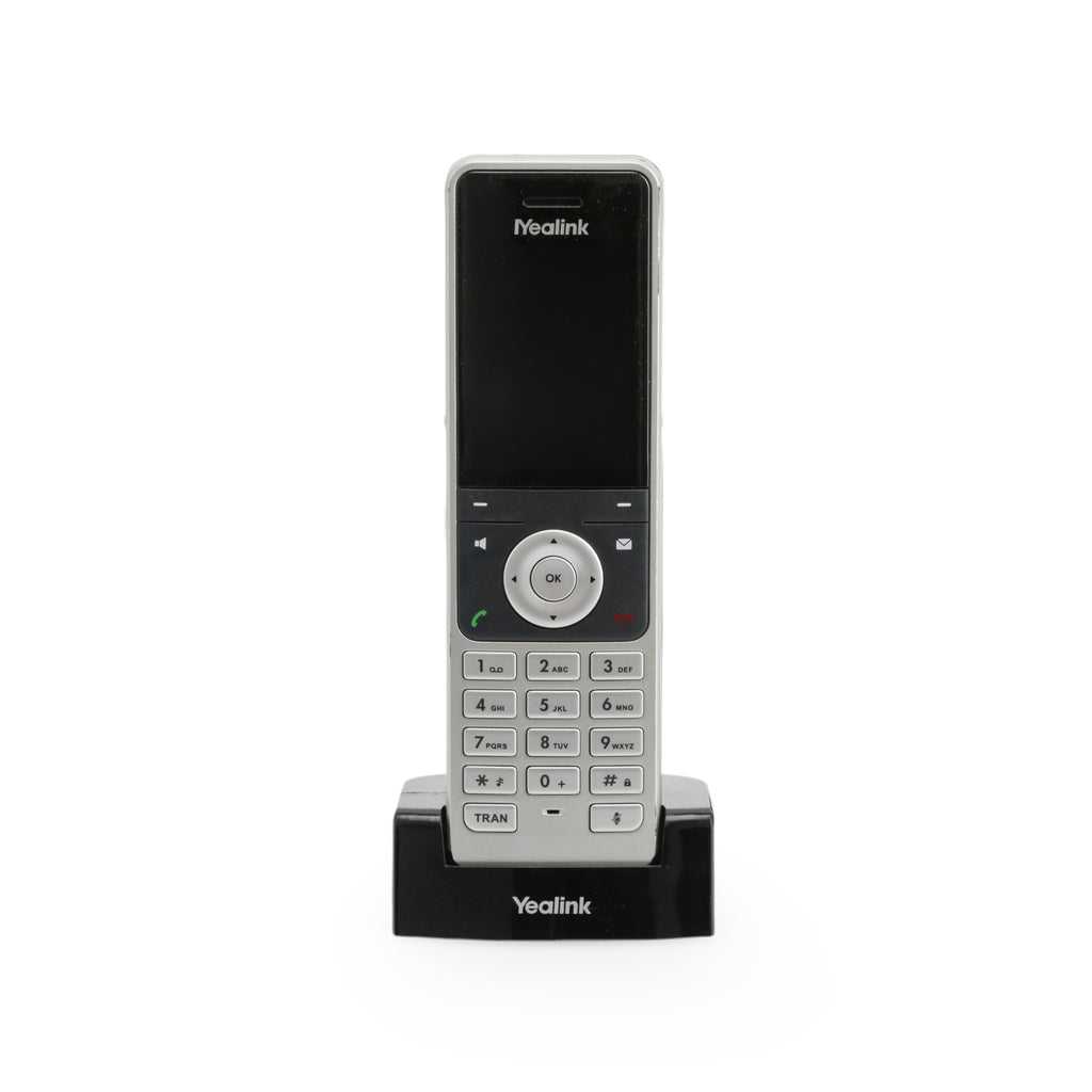Silver and Black Yealink Cordless Phone with Charging Base