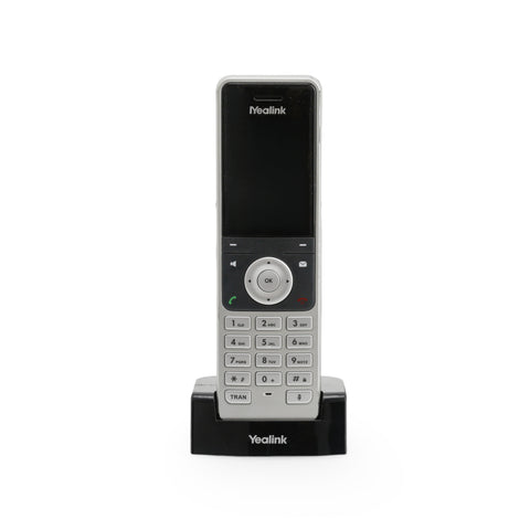 Silver and Black Yealink Cordless Phone with Charging Base