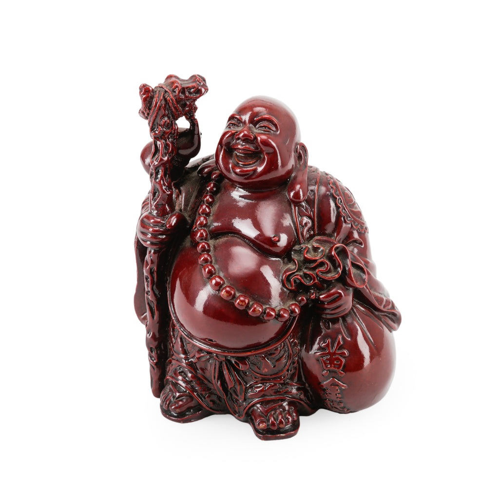 Glossy Red Laughing Buddha Figurine