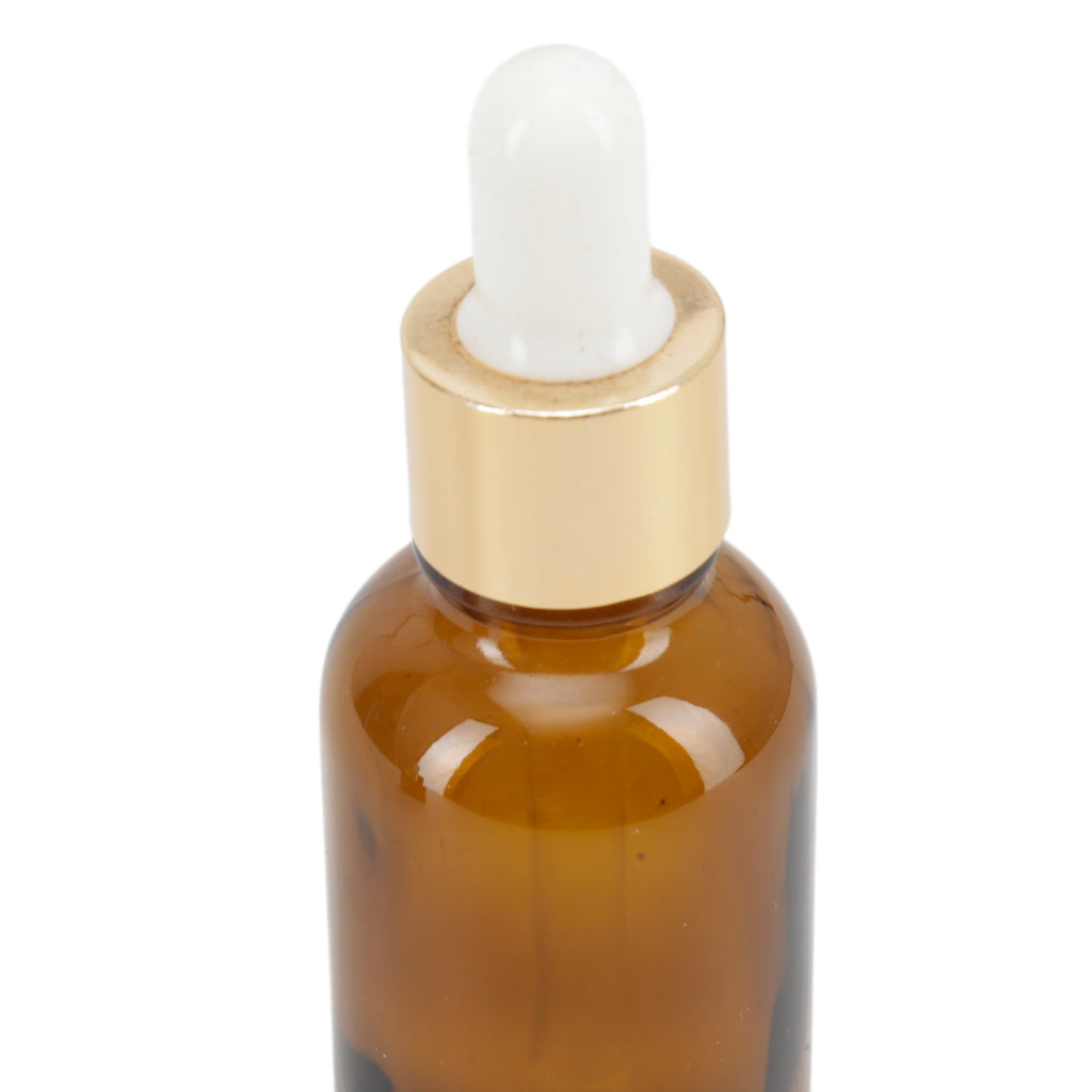 Pair of Amber Glass Dropper Bottles with Gold Caps
