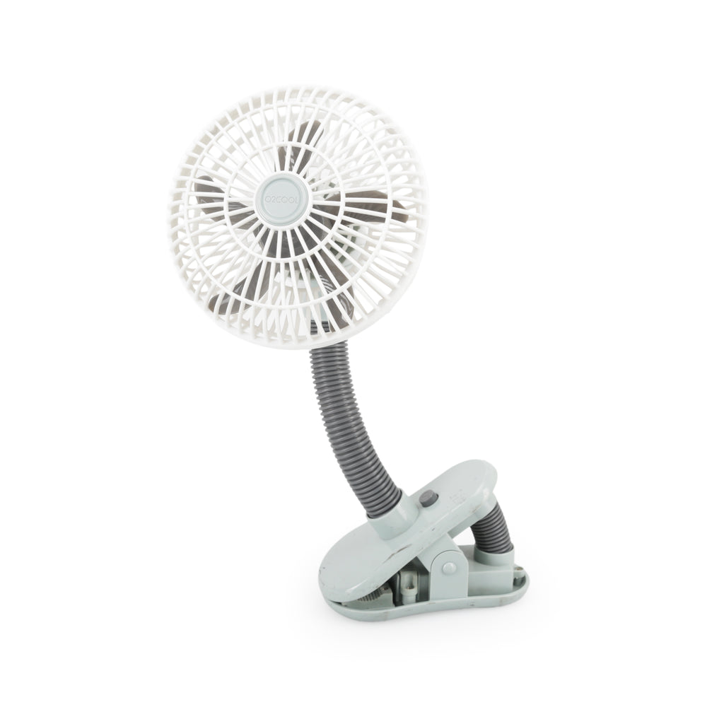 White and Mint Green Portable Clip-On Fan with Flexible Neck