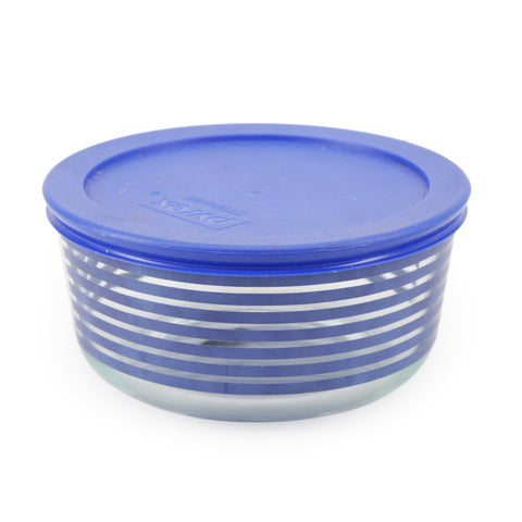 Glass Food Storage Bowls with Royal Blue Lids