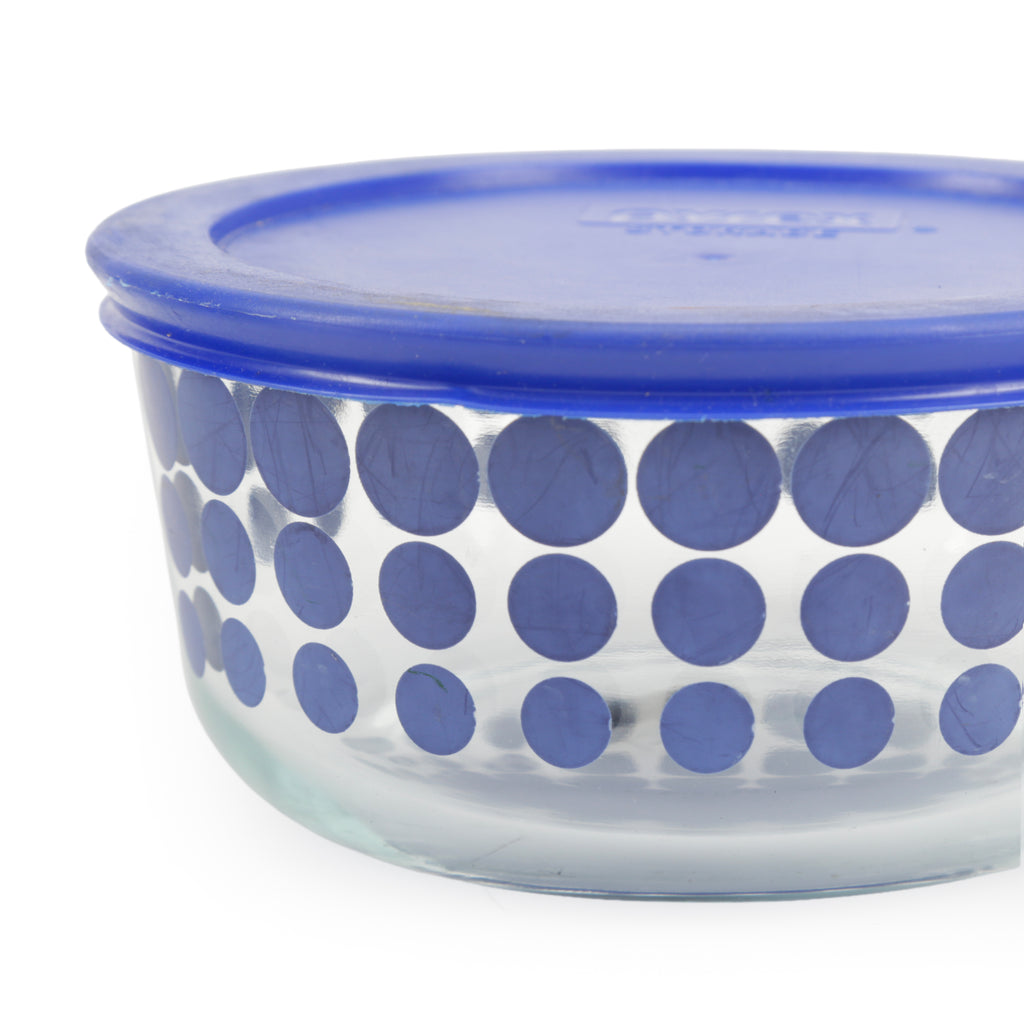 Glass Food Storage Bowls with Royal Blue Lids