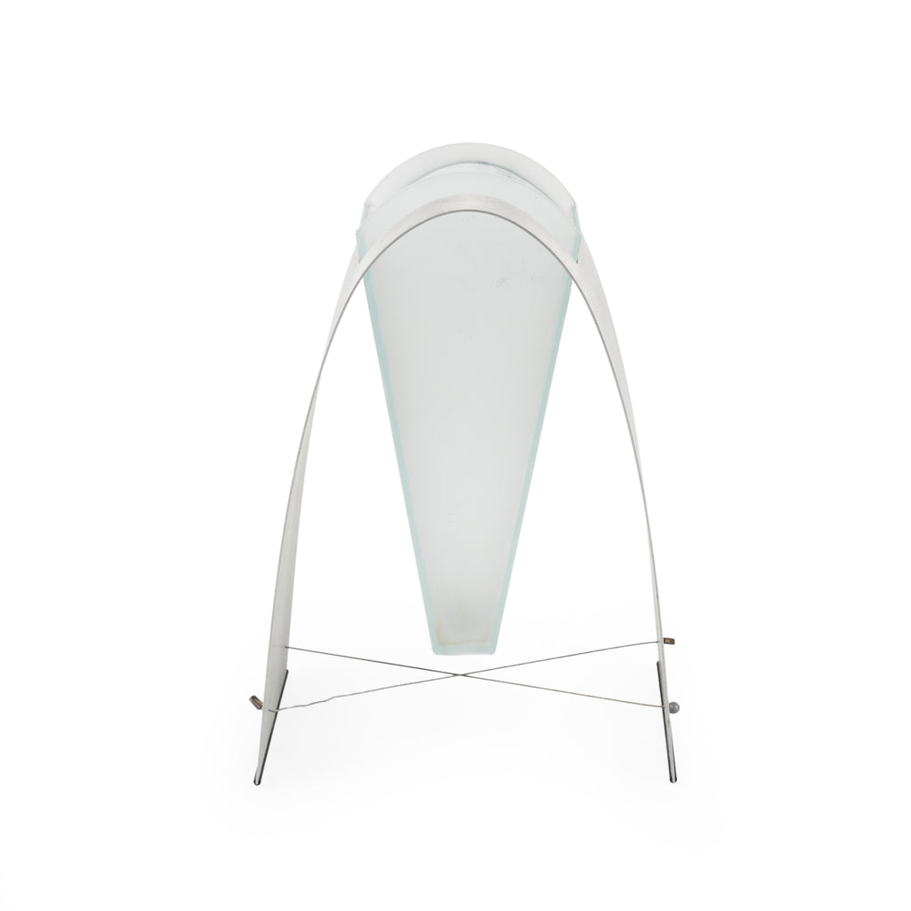 Frosted Glass Vase with Brushed Metal Arch