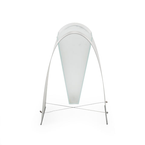 Frosted Glass Vase with Brushed Metal Arch