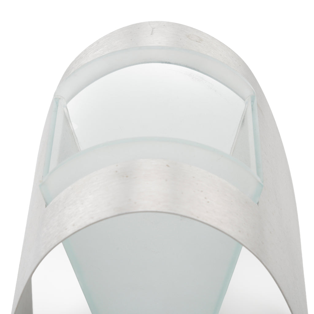 Frosted Glass Vase with Brushed Metal Arch