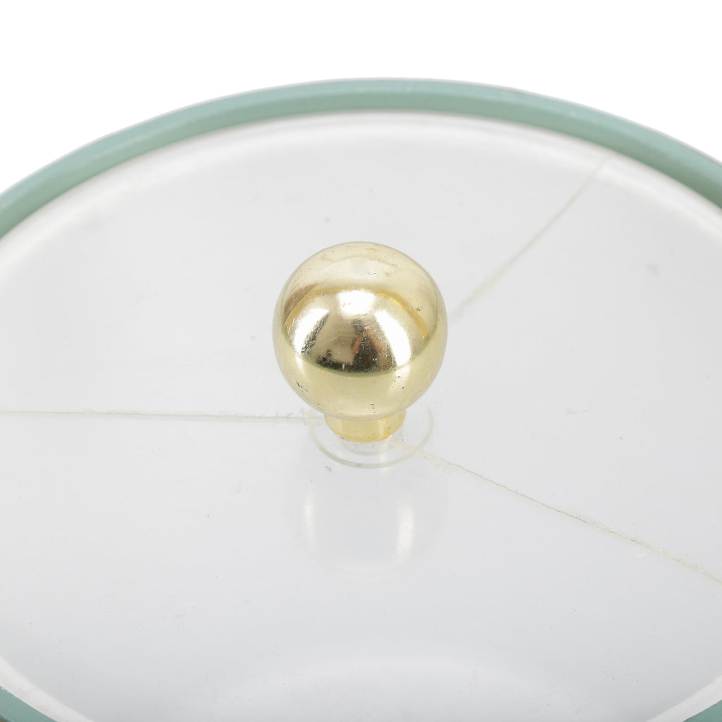 Teal Metal Ice Bucket with Gold Trim
