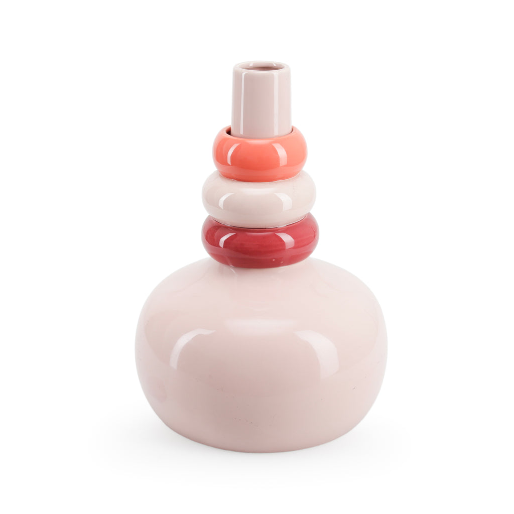 Stacked Ring Glazed Ceramic Vase