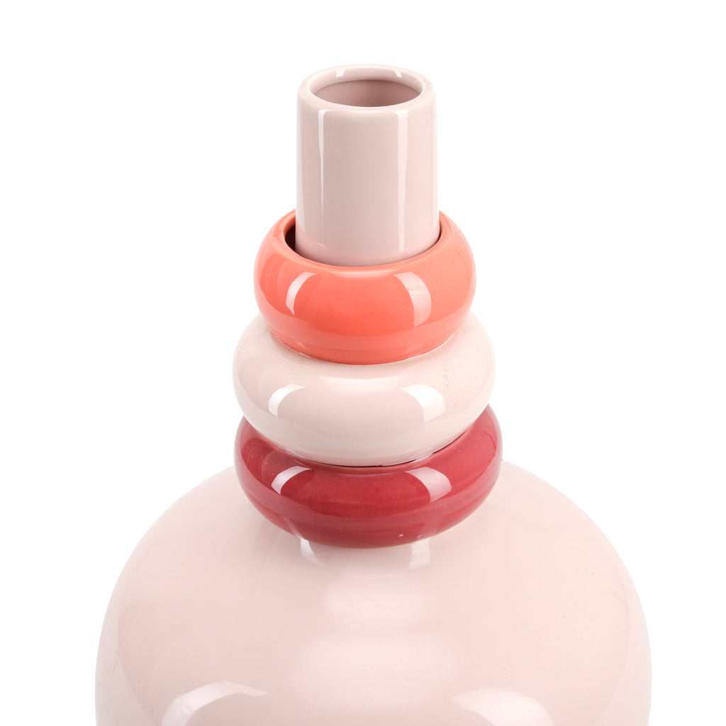 Stacked Ring Glazed Ceramic Vase