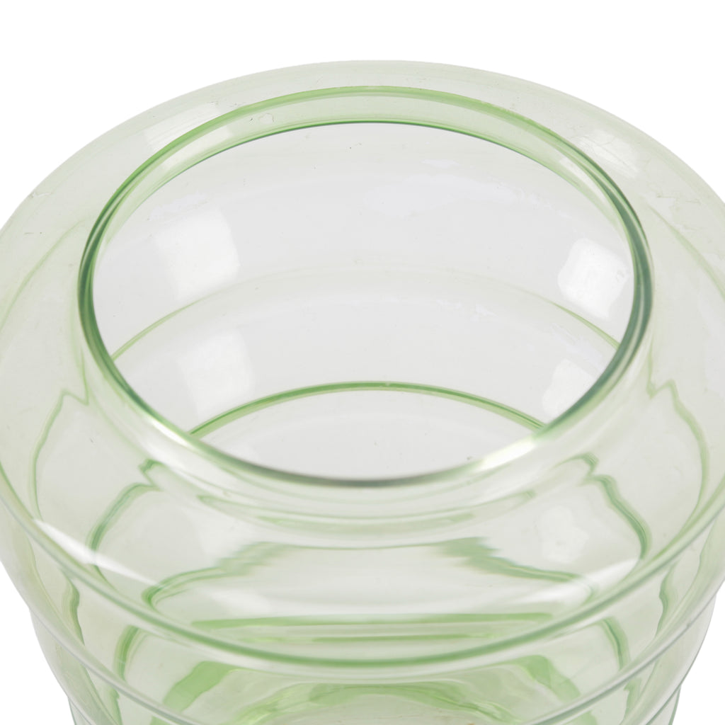 Light Green Glass Vase with Ridges