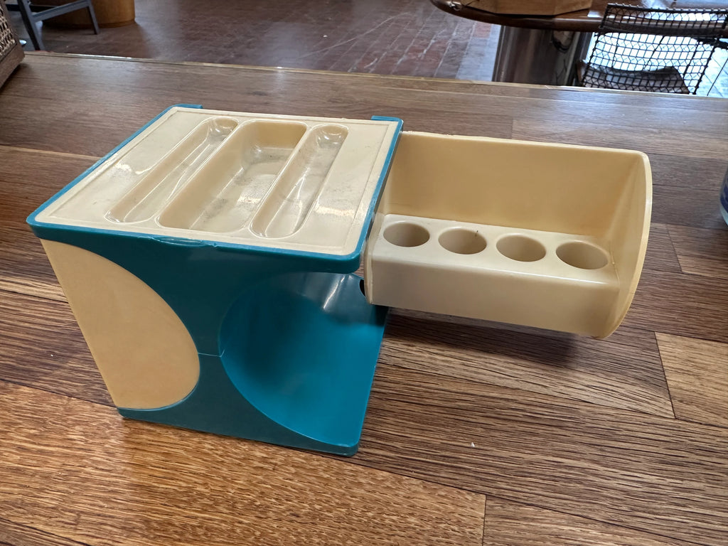 Cream and Teal Blue Storage with Sliding Compartment