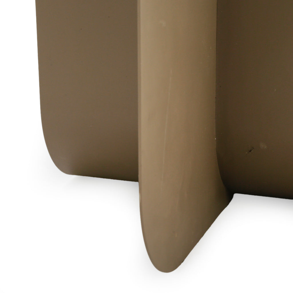 Greige Bent Metal D-Shaped Modern Accent Table