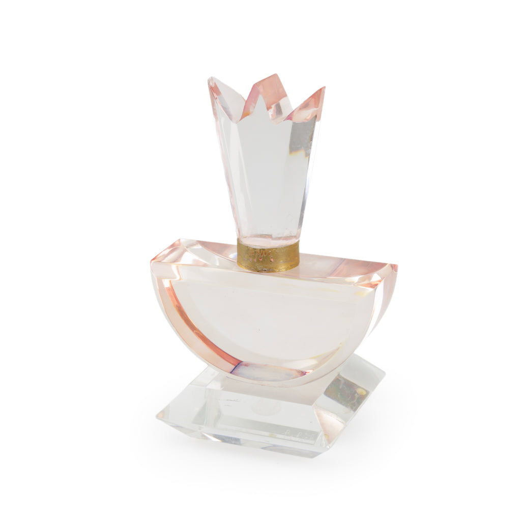 Clear and Rose Pink Acrylic Geometric Sculpture