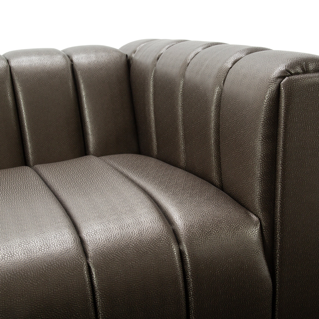 Dark Gray Channel Tufted Upholstered Sofa
