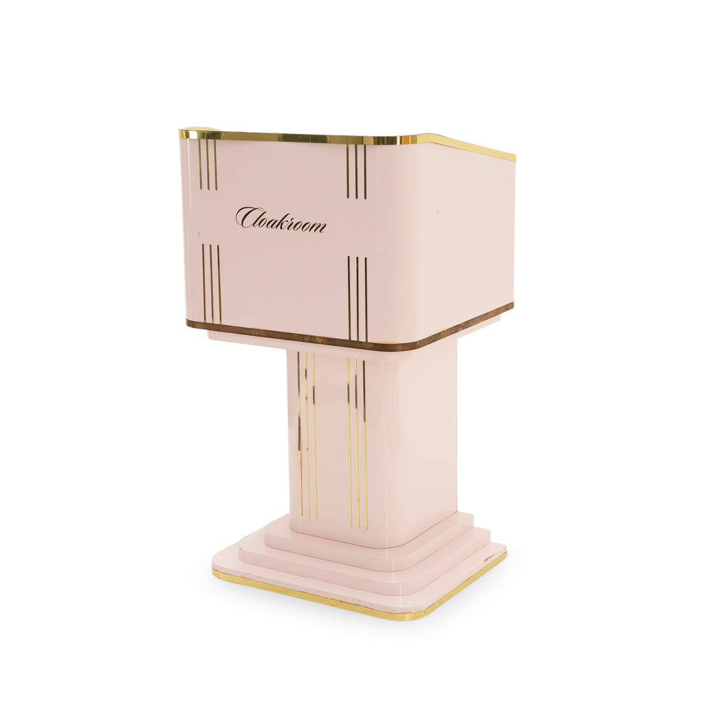 Art Deco Blush Pink Lacquered Cloakroom Display Stand with Gold Trim