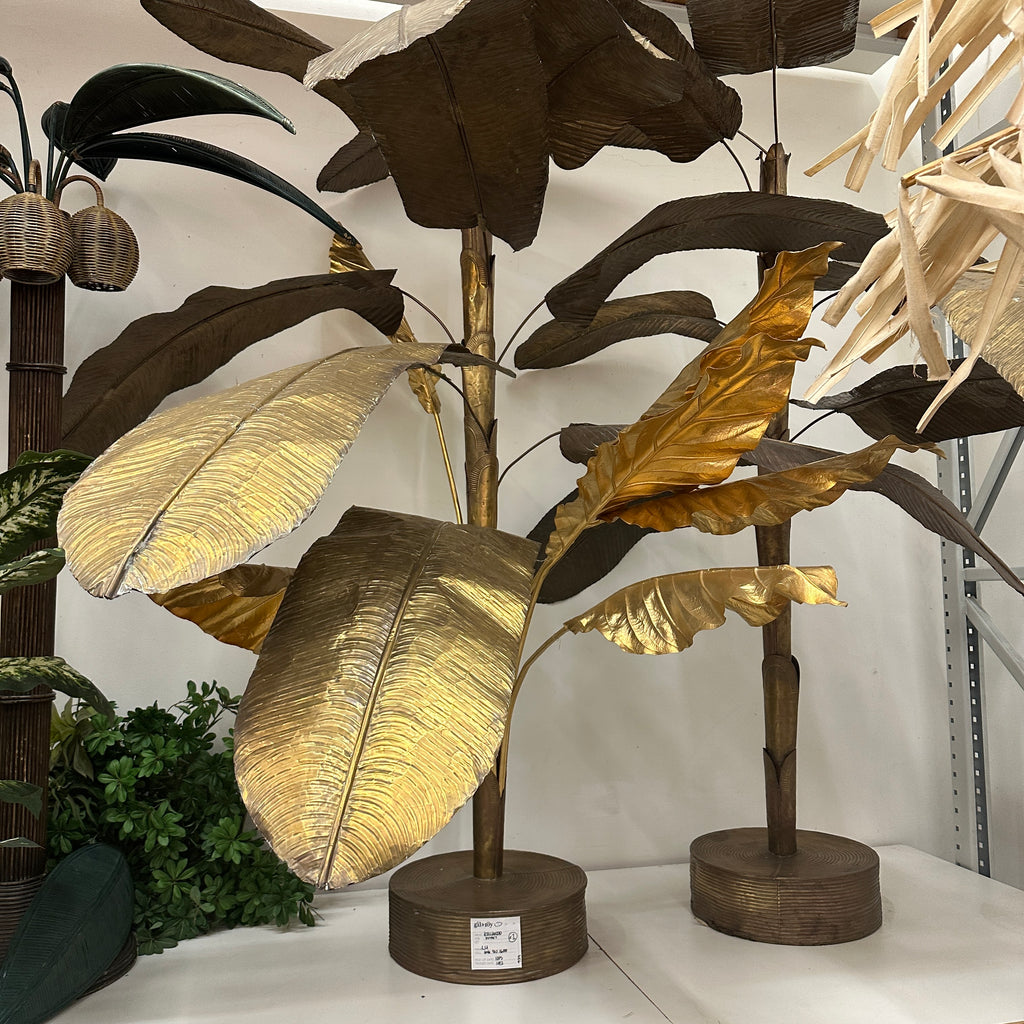 Large Gold/Bronze Tropical Leaf Floor Sculpture