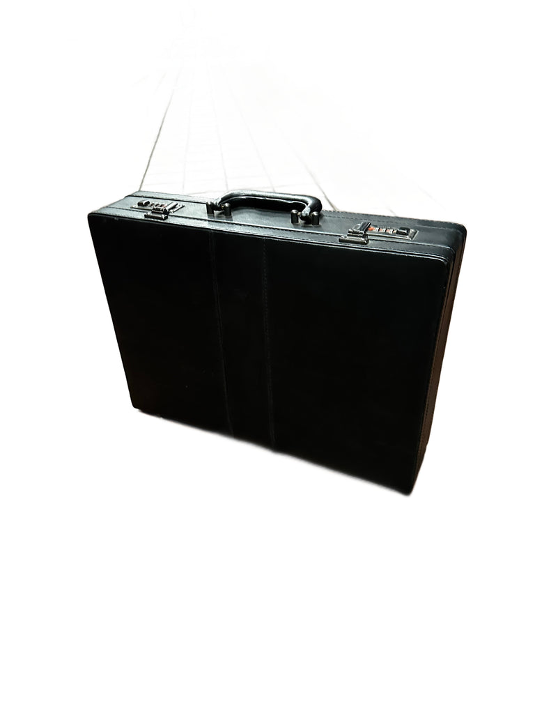 Black Faux Leather Hard-Shell Briefcase with Combination Locks