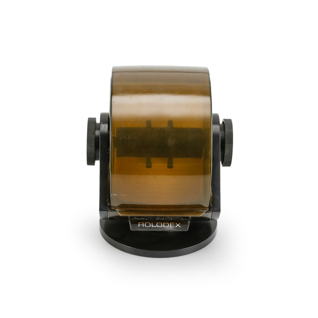 Black Plastic Rolodex Card File with Amber Acrylic Hood