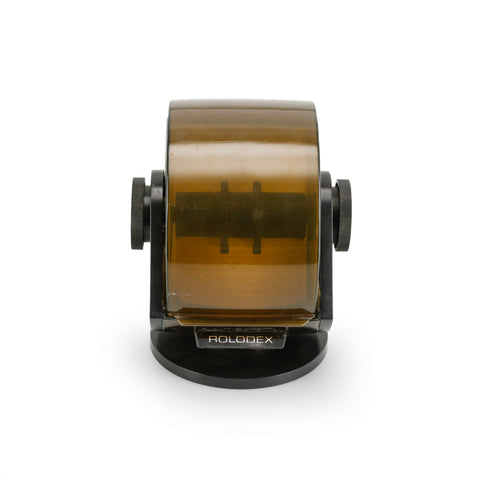 Black Plastic Rolodex Card File with Amber Acrylic Hood