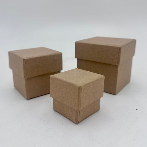 Set of 3 Brown Cardboard Square Gifts