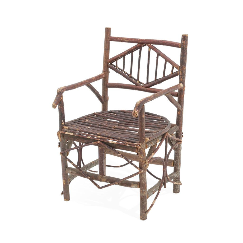 Dark Brown Rustic Twig Armchairs