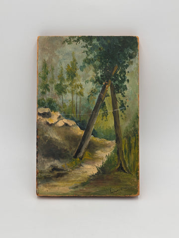 Woodland Path Oil Painting on Wood Panel