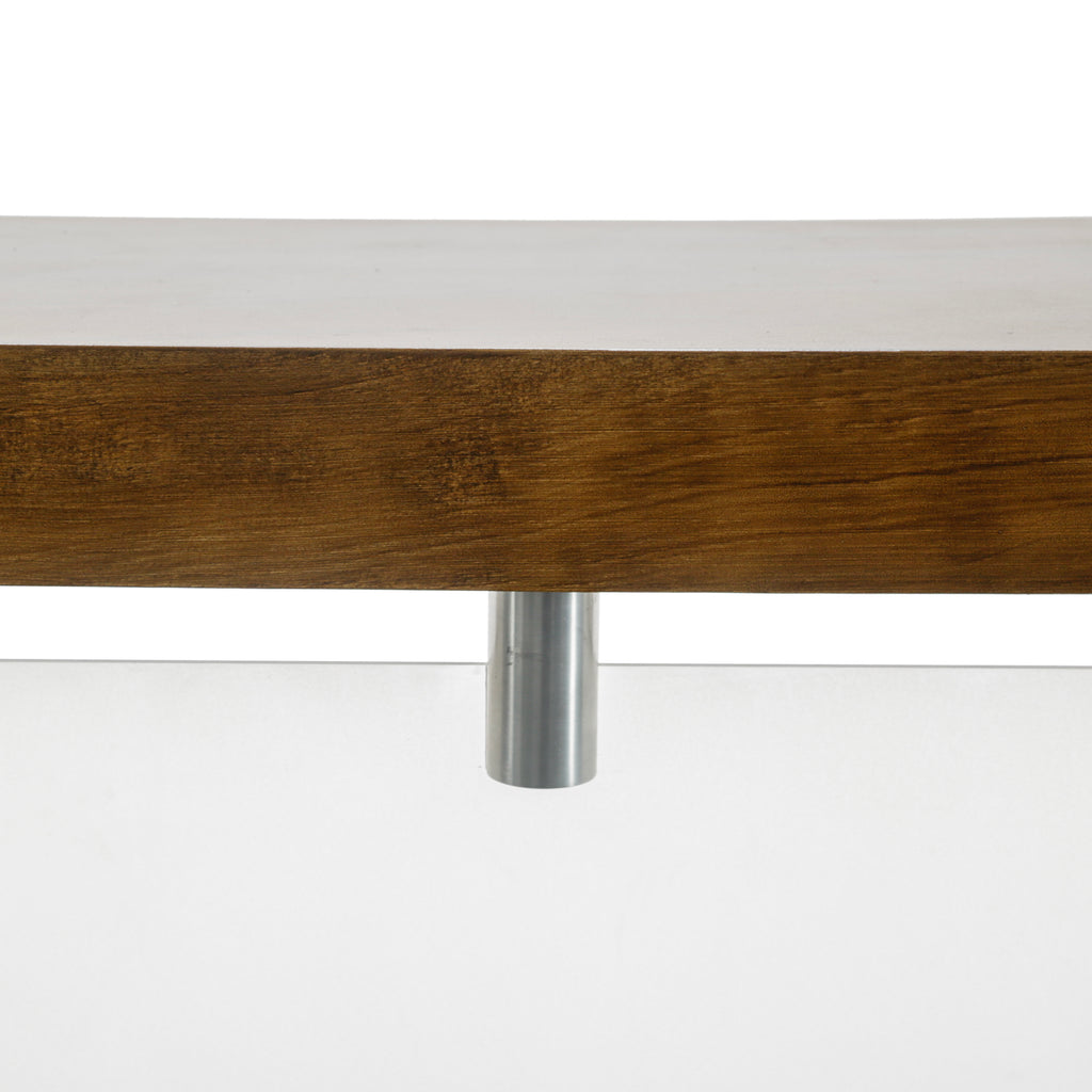 Painted Brown Wood and Frosted Panel Console Table