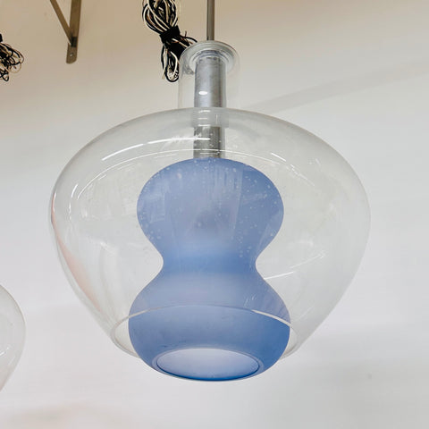 Clear Glass and Frosted Blue Glass Pendant Light
