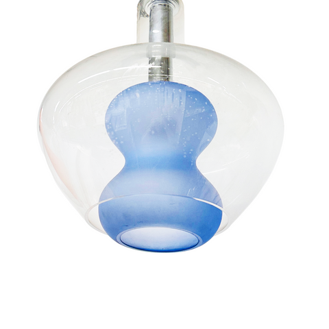 Clear Glass and Frosted Blue Glass Pendant Light
