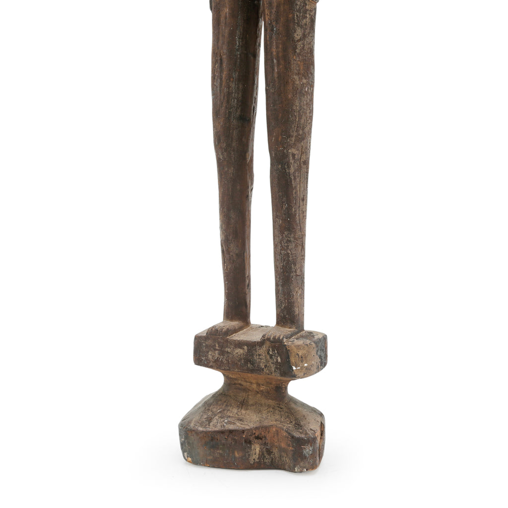 Dark Brown Carved Wood Standing Male Figurine